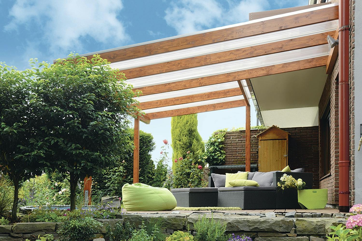 Tee terassille katos Katettu terassi piirustukset